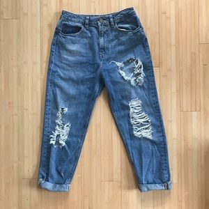 ASOS High-Waisted Ripped Mom Jeans